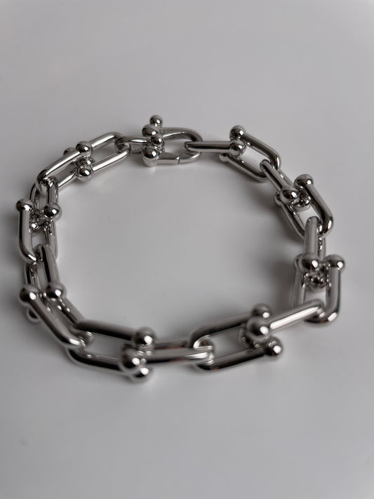 Small link chain bracelet in 925 sterling silver – 18K white gold plated