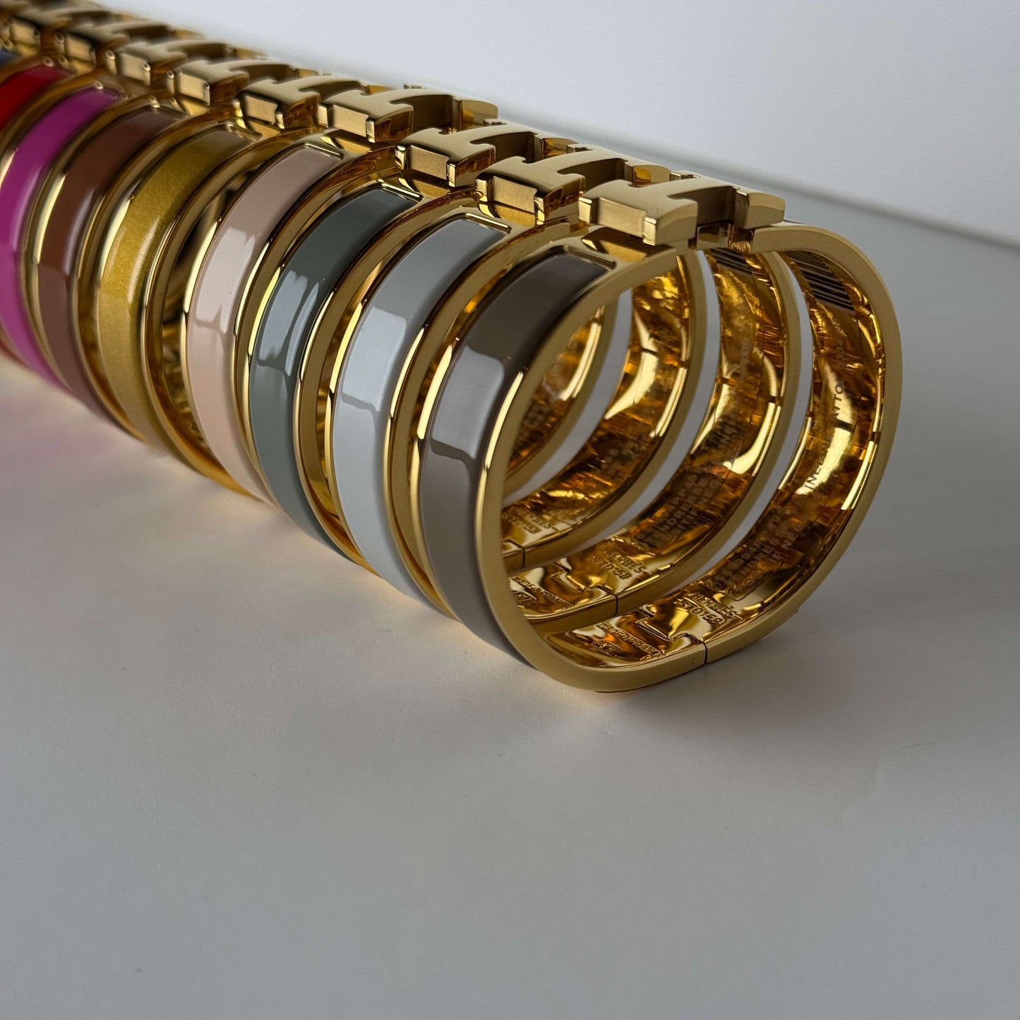 Enamel H Bangle – 18K Yellow Gold Plated